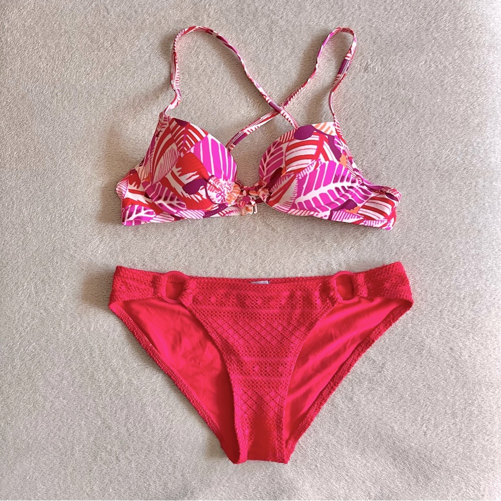 Tropical push up bikini set